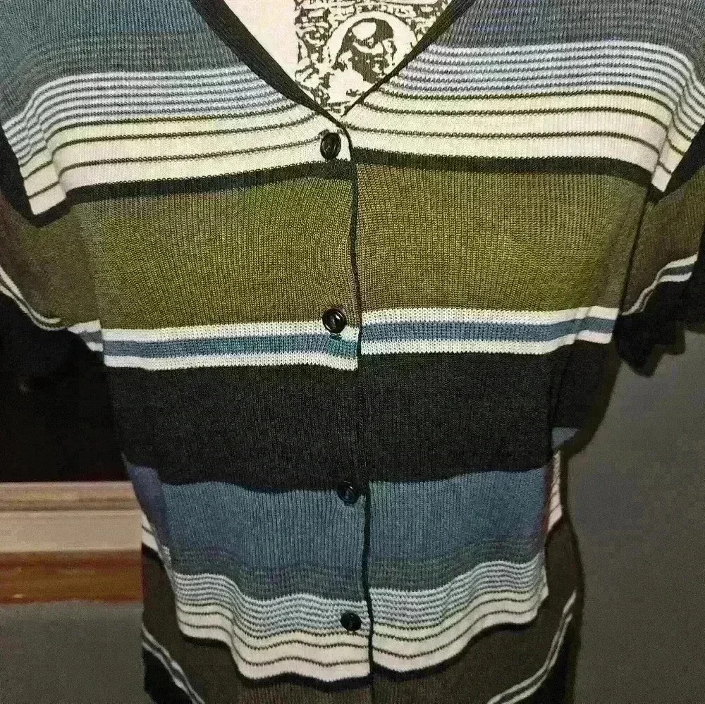 Kathy Ireland Womans Button Up Knit Top Size L - Picture 4 of 10